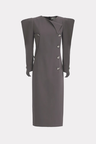 Rochie midi dreaptă de seară cu umeri sculptați – Taupe
