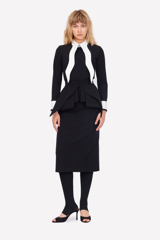 Evening Peplum Belted Dress Black - Two-Piece Set