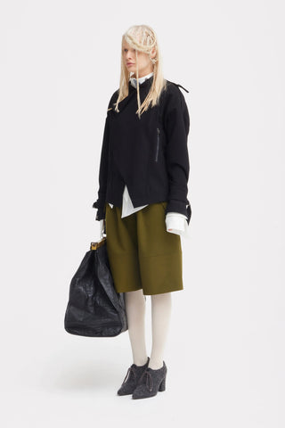 Structured Jacket-Inspired Knit Top – Black