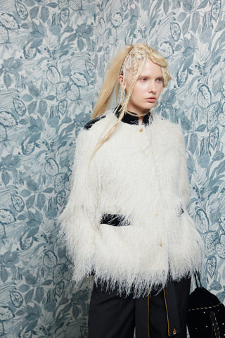 Fuzzy Textured Statement Jacket – Ivory