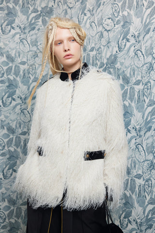 Fuzzy Textured Statement Jacket – Ivory
