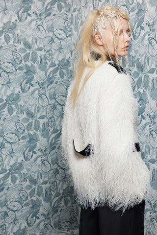 Fuzzy Textured Statement Jacket – Ivory