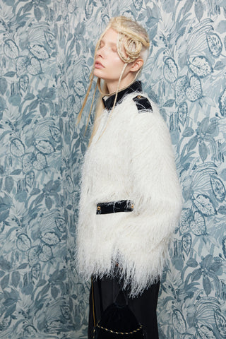 Fuzzy Textured Statement Jacket – Ivory