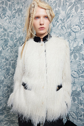 Fuzzy Textured Statement Jacket – Ivory