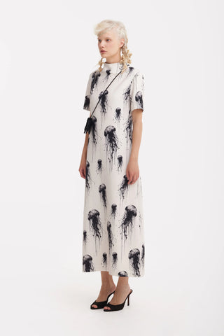 Ivory Jellyfish Print Fluid A-Line Dress – Capsule Edition