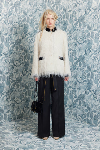 Fuzzy Textured Statement Jacket – Ivory