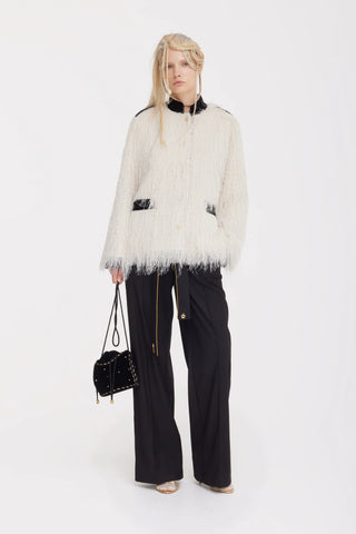 Fuzzy Textured Statement Jacket – Ivory
