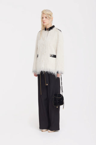 Fuzzy Textured Statement Jacket – Ivory