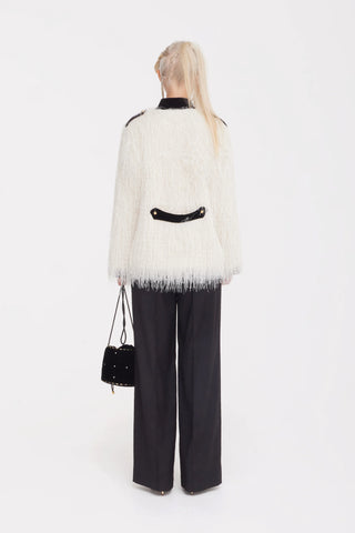 Fuzzy Textured Statement Jacket – Ivory