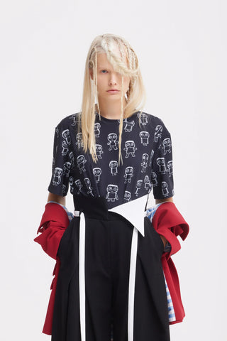 Art Print Crew Neck T-Shirt – Black