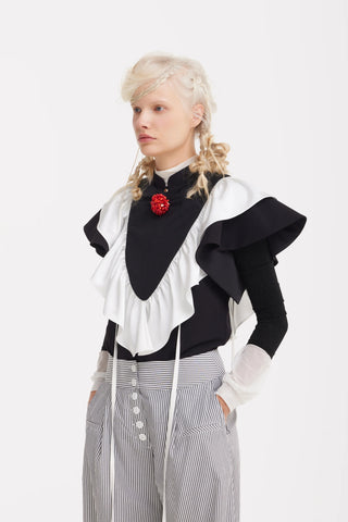 Button Front Palazzo Trousers - Blue Stripe