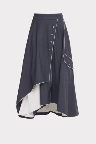 Tailored Asymmetrical Midi Skirt – Dark Gray