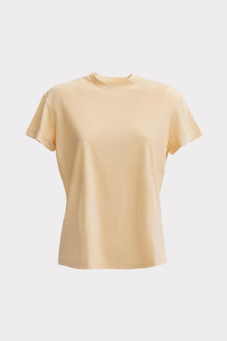 Tricou cu guler înalt și mâneci rulate – galben pal