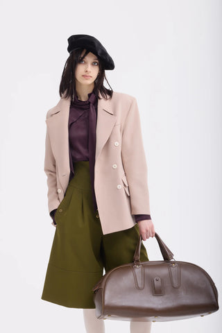 Pantaloni scurți tip culotte cu talie înaltă și buzunare cargo – verde măsliniu