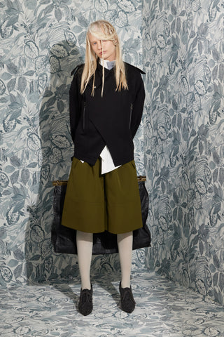 Structured Jacket-Inspired Knit Top – Black