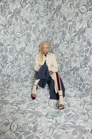 High-Waisted Pleated Wide-Leg Culottes - Blue Grey