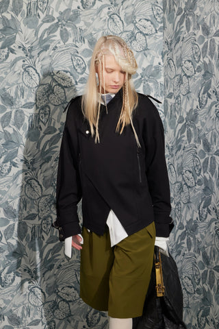 Structured Jacket-Inspired Knit Top – Black