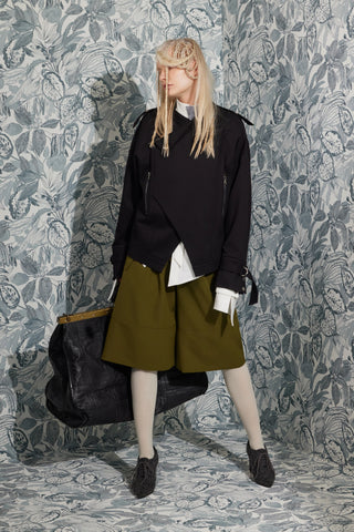 Structured Jacket-Inspired Knit Top – Black