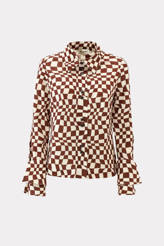 Designer Checkered Knit Shirt Brown