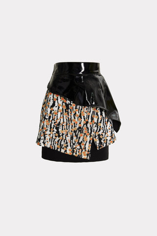 High-Waisted Multi-Layered Mini Skirt With Patent Belt Orange