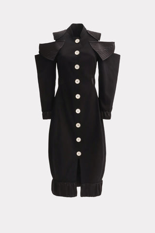 Evening Shoulder-Cut Military Dress Black