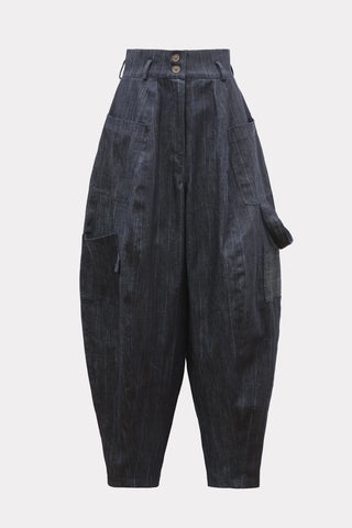 Baggy Wide Leg Cargo Jeans Navy Striped