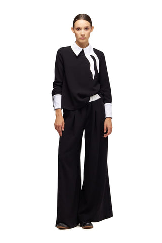 Semi-Formal Blouse With Contrasting Details Black