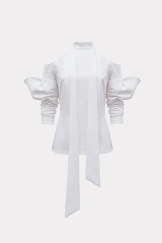Elegant Summer Off-Shoulder Blouse With Neck Ties White