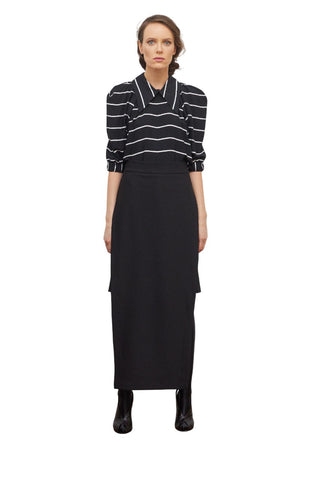 Designer Striped Narrow Blouse Black
