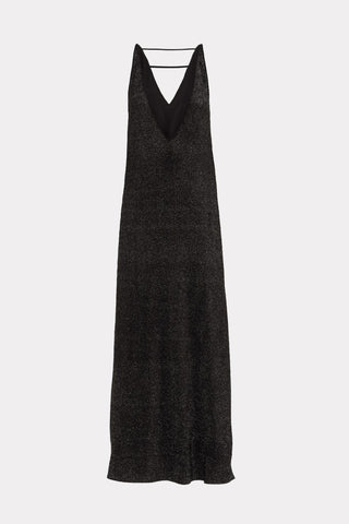 Fashion Evening Double Dress Metallic Black