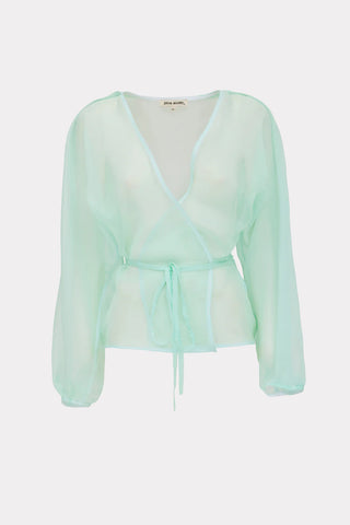 Wrap Sheer Organza Blouse Mint Green