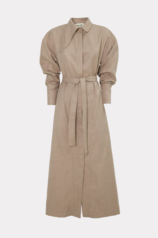 Elegant Dress Shirt Ankle Length Wool-Blend Beige