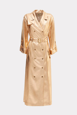 Belted Double-Breasted Trench Dress Jersey Bronze