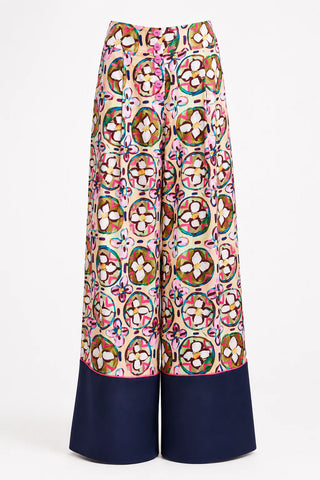 Abstract Print Satin Shirt & Wide Leg Trousers Co-Ord Set