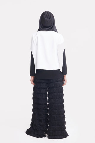 Pantaloni Palazzo de Seară cu Franjuri – Negri