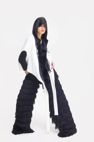 Pantaloni Palazzo de Seară cu Franjuri – Negri