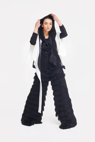 Pantaloni Palazzo de Seară cu Franjuri – Negri