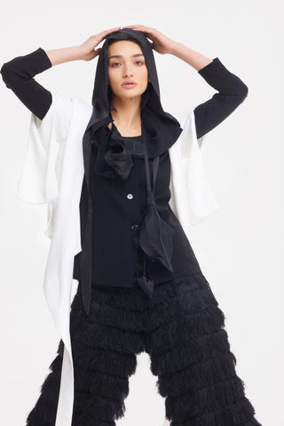 Pantaloni Palazzo de Seară cu Franjuri – Negri