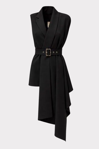 Blazer asimetric fără mâneci — negru