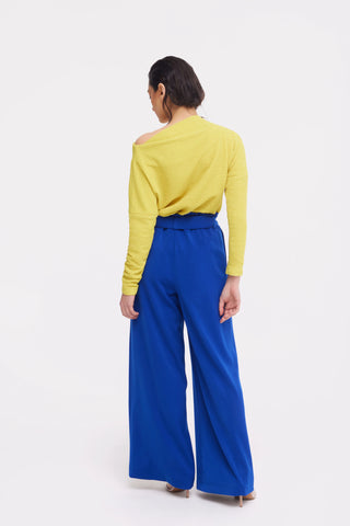 Crinkled Boat Neck Sweater Yellow