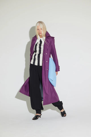 Trench clasic lung cu cordon – mov