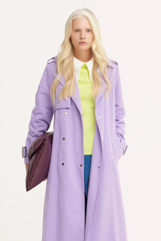 Trench clasic lung cu cordon – Lila