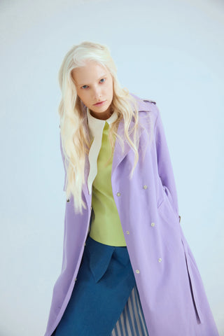 Trench clasic lung cu cordon – Lila