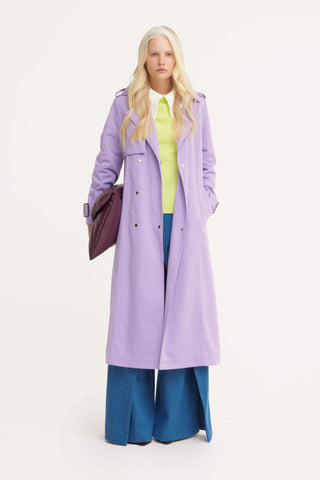 Trench clasic lung cu cordon – Lila