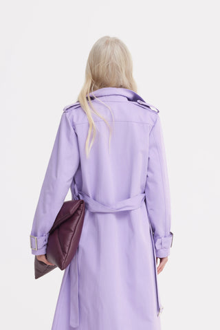 Trench clasic lung cu cordon – Lila