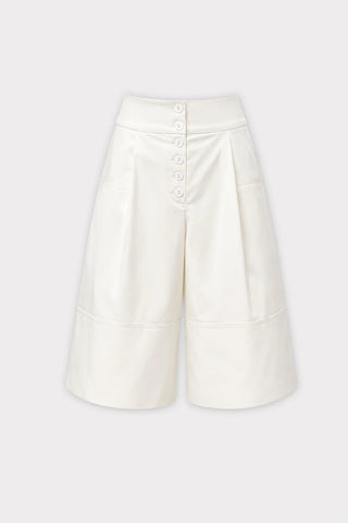 Button Front Wide Leg Bermuda Shorts – Ivory