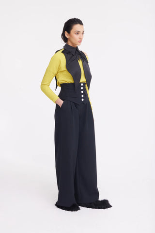 Оверсайз сатиновый воротник-биб — чёрный