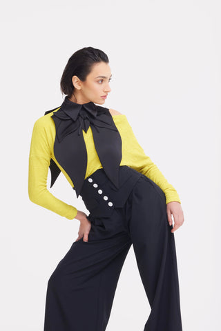 Оверсайз сатиновый воротник-биб — чёрный