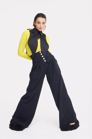 Crinkled Boat Neck Sweater Yellow