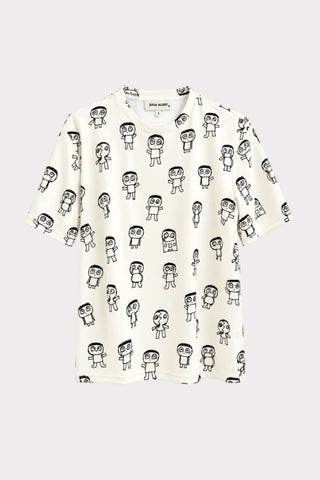 Tricou cu decolteu rotund și imprimeu artistic – ivoar